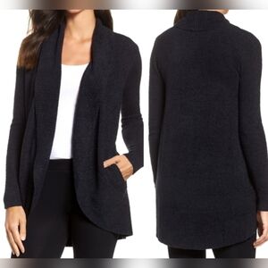 Barefoot Dreams CozyChic Lite Circle Cardigan Sweater Women's Med Black